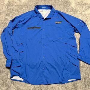Columbia PFG Shirt Mens XL Omni Freeze Vented Fishing Blue Performance